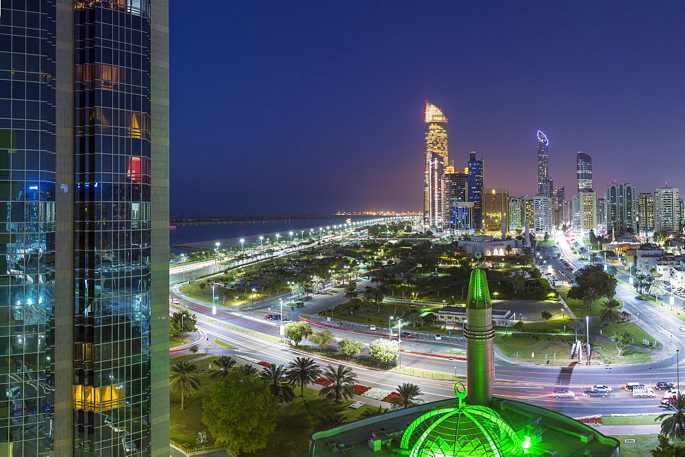 Modern city skyline, Abu Dhabi, United Arab Emirates, Middle East