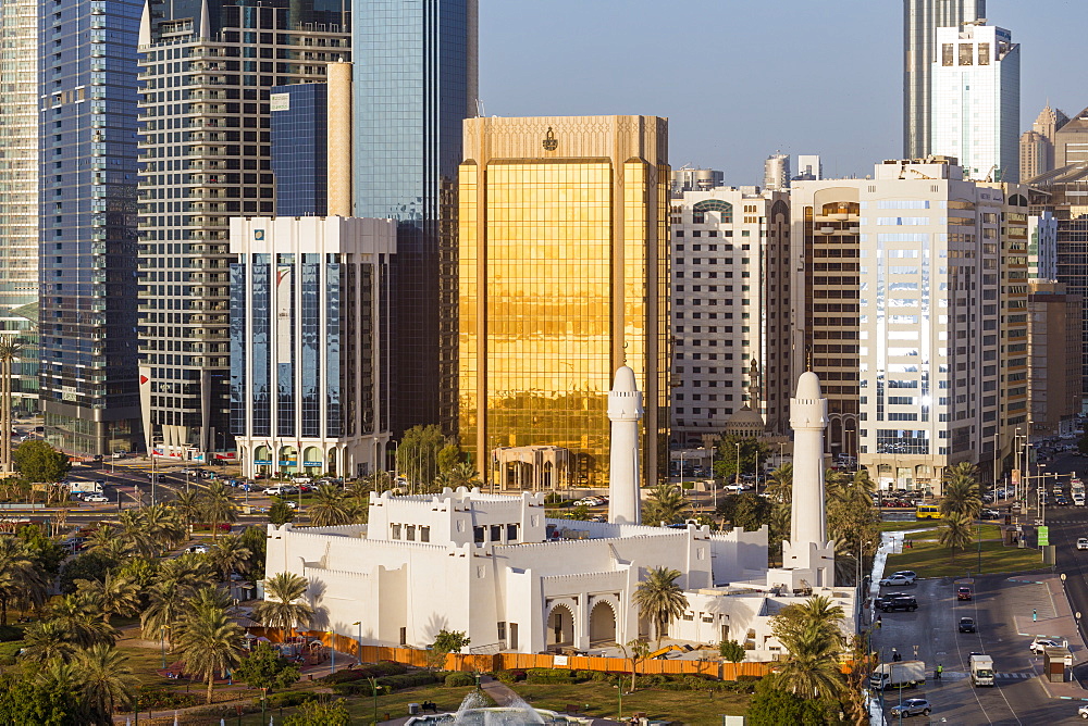 Modern city skyline, Abu Dhabi, United Arab Emirates, Middle East