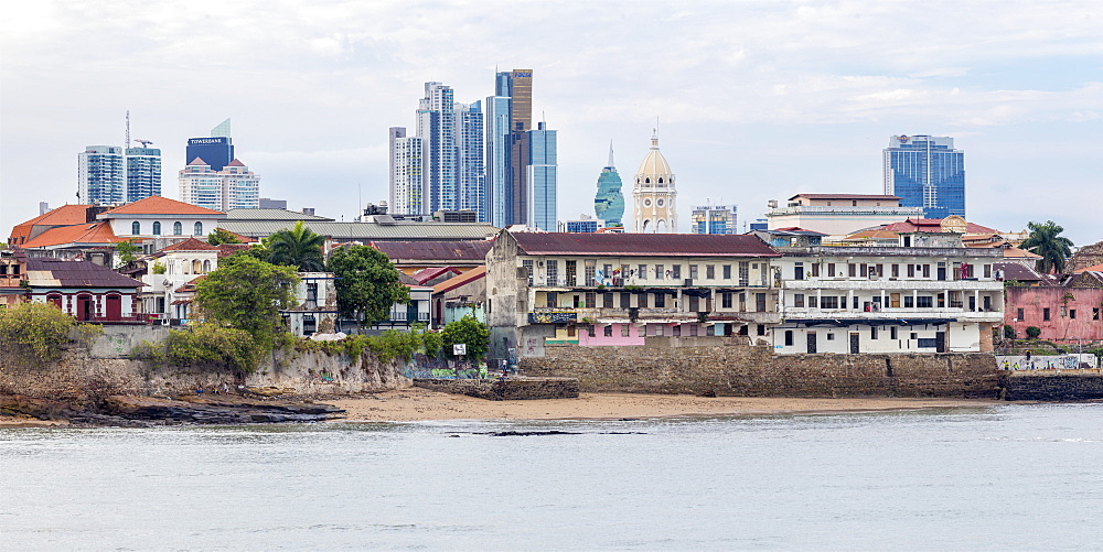 Historic and modern city skyline, Panama City, Panama, Central America