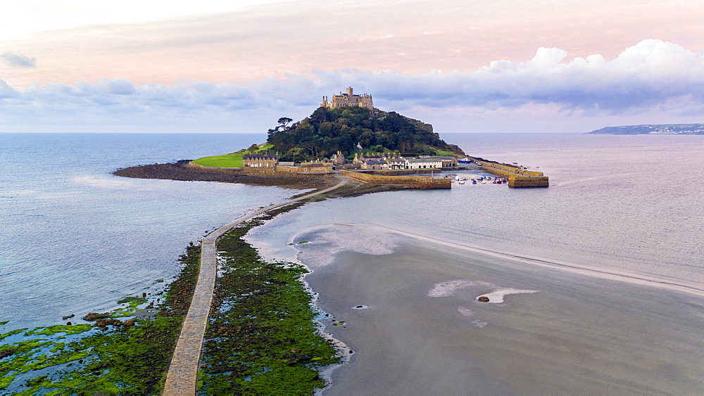 St. Michaels Mount, Marazion, Cornwall, England, United Kingdom, Europe (Drone)