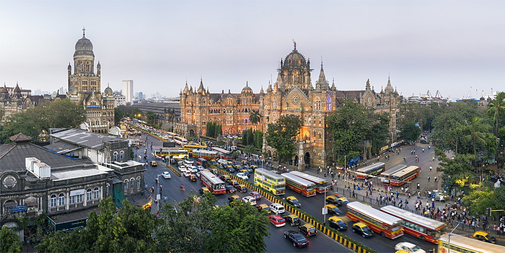 Chhatrapati Shivaji Maharaj Terminus railway station (CSMT), formerly Victoria Terminus, UNESCO World Heritage Site, Mumbai, Maharashtra, India, Asia