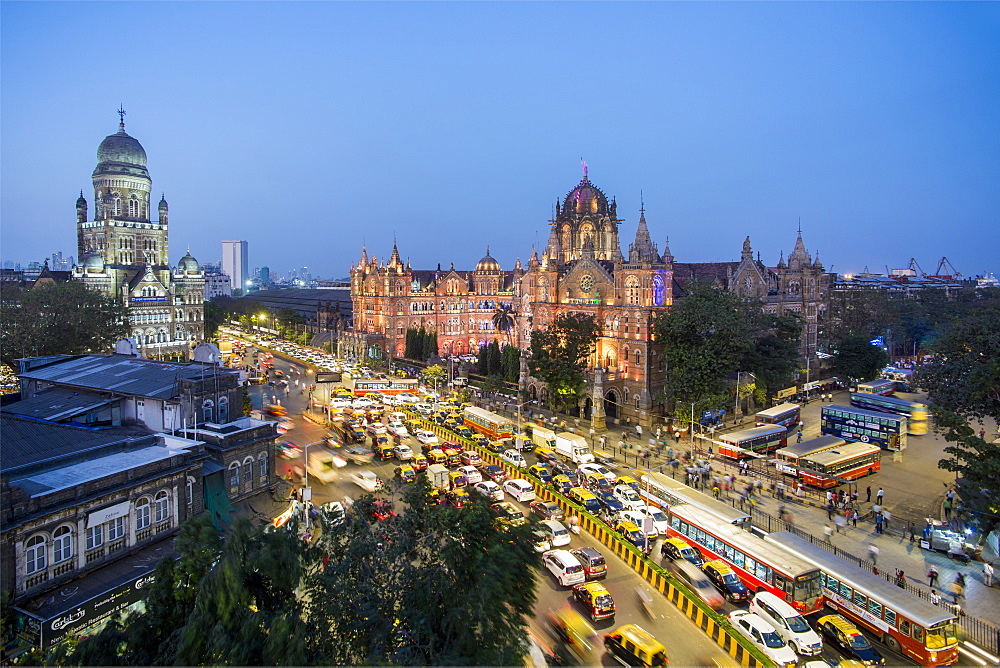 Chhatrapati Shivaji Maharaj Terminus railway station (CSMT), formerly Victoria Terminus, UNESCO World Heritage Site, Mumbai, Maharashtra, India, Asia