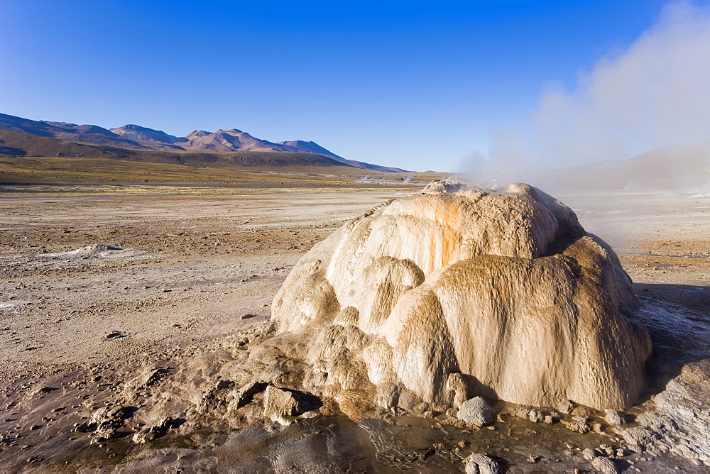 El Tatio Geysers, at 4300m above sea level El Tatio is the world's highest geyser field, the area is ringed by volcanoes and fed by 64 geysers, Atacama Desert, Norte Grande, Chile, South America