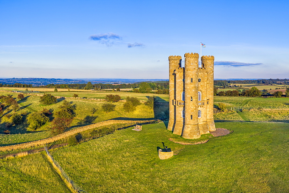 Broadway Tower on top of Fish Hill, the second highest point in the Cotswolds, Broadway, Worcestershire, England, United Kingdom, Europe