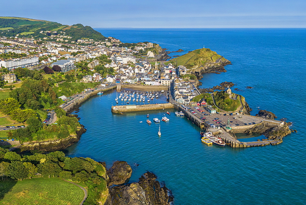 Aerial view over the town of Ilfracombe, North Devon coast, Devon, England, United Kingdom, Europe