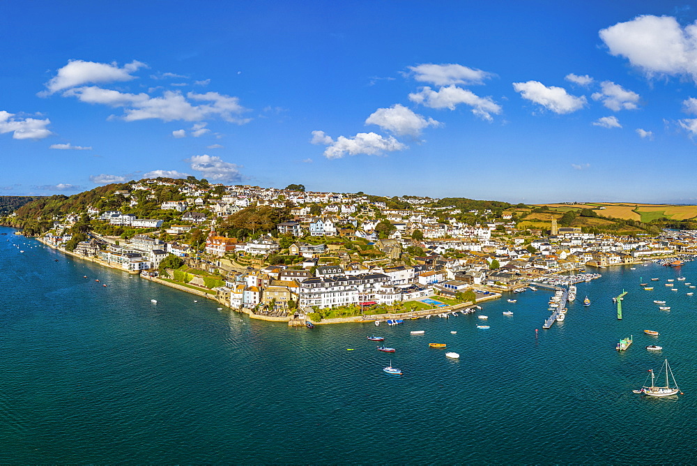 Aerial view of Salcombe on the Kingsbridge Estuary, Devon, England, United Kingdom, Europe