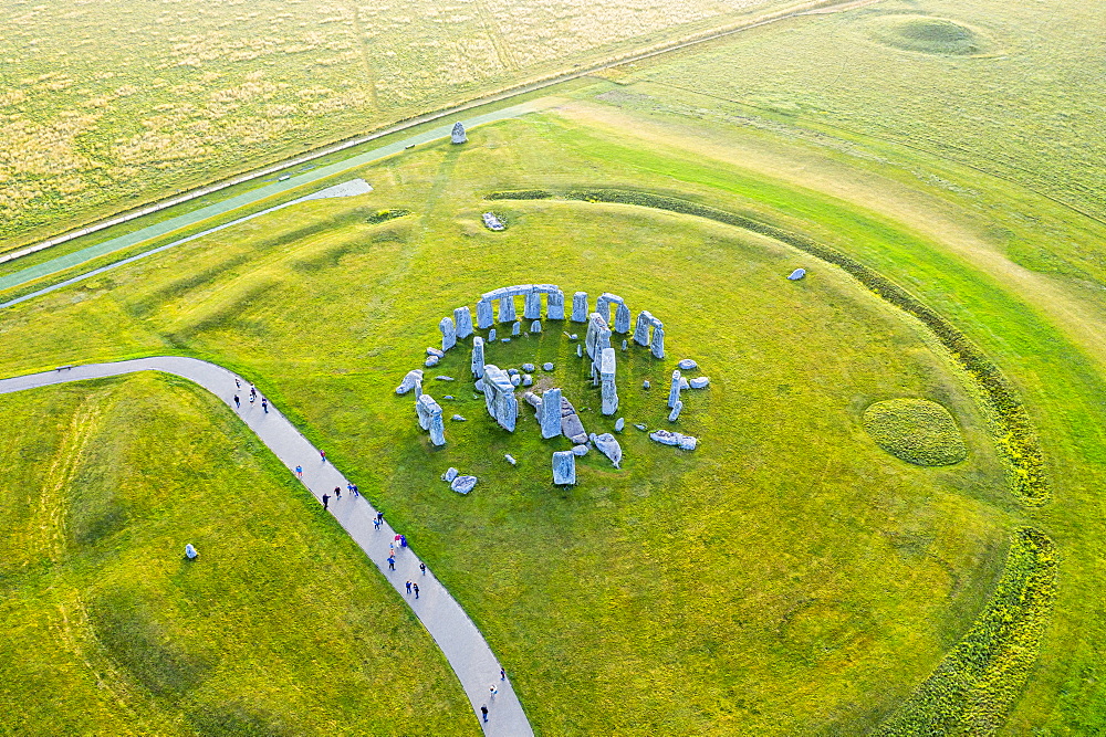 Stonehenge viewed from above, UNESCO World Heritage Site, Salisbury Plain, Wiltshire, England, United Kingdom, Europe