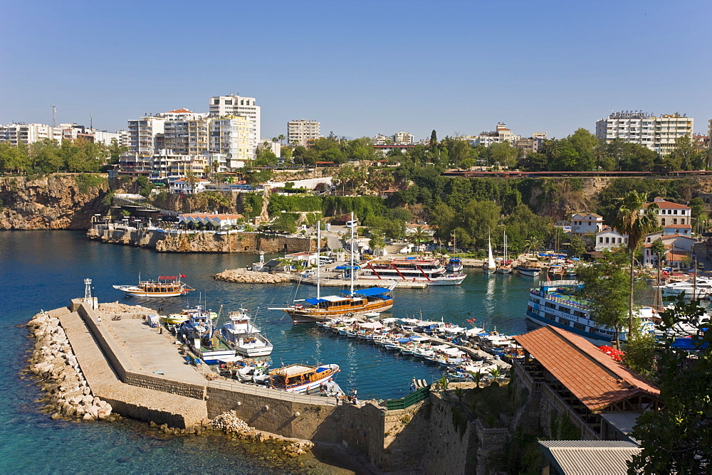 Marina and Roman Harbour in Kaleici, Antalya, Anatolia, Turkey, Asia Minor, Eurasia