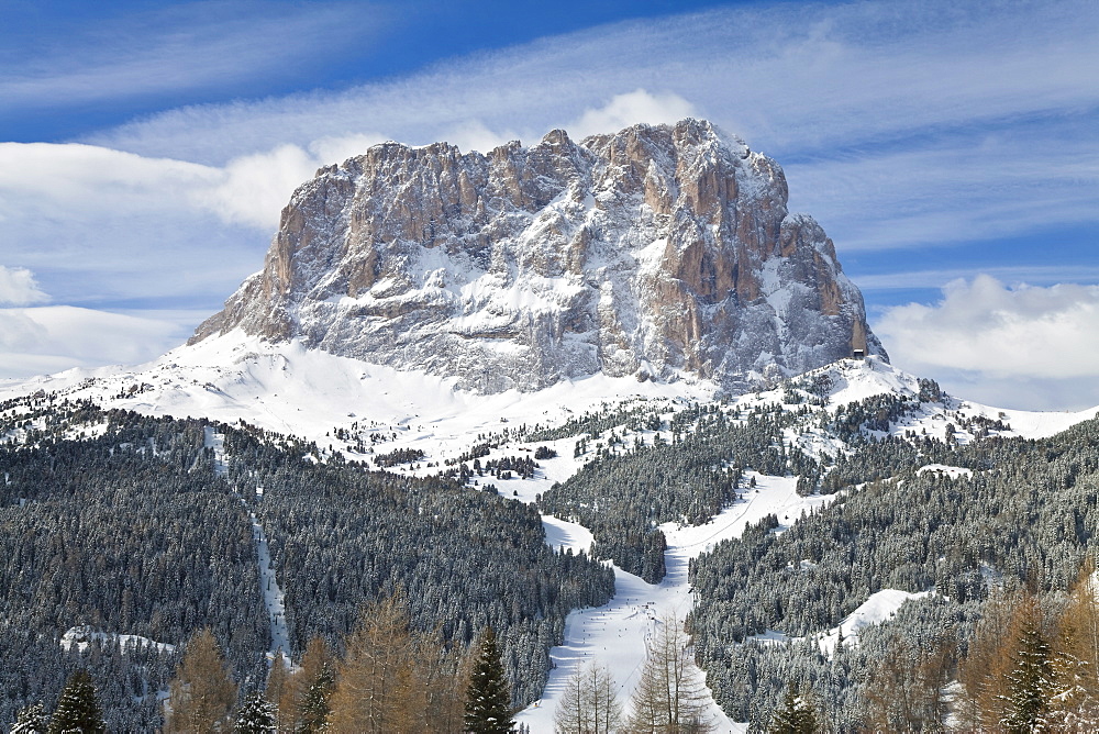 Sassolungo mountain, 3181m, Val Gardena, Dolomites, South Tirol, Trentino-Alto Adige, Italy, Europe