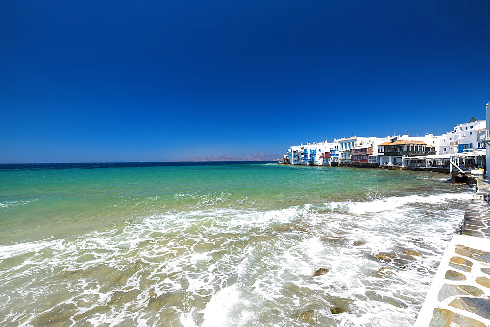 Little Venice, Mykonos Town, Mykonos Island, Cyclades Group, Greek Islands, Greece, Europe