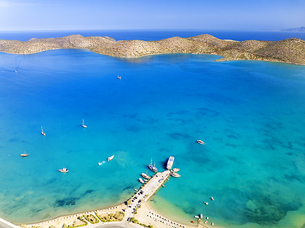 Elounda town beach, Elounda, Crete, Greek Islands, Greece, Europe