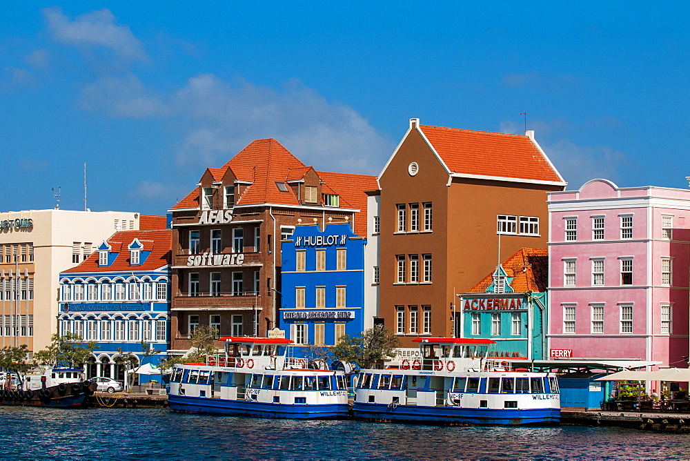 Colourful buildings, architecture in capital city Willemstad, UNESCO World Heritage Site, Curacao, ABC Islands, Dutch Antilles, Caribbean, Central America