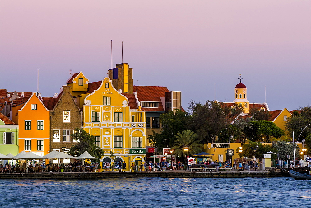 Colourful buildings, architecture in capital city Willemstad, UNESCO World Heritage Site, Curacao, ABC Islands, Dutch Antilles, Caribbean, Central America