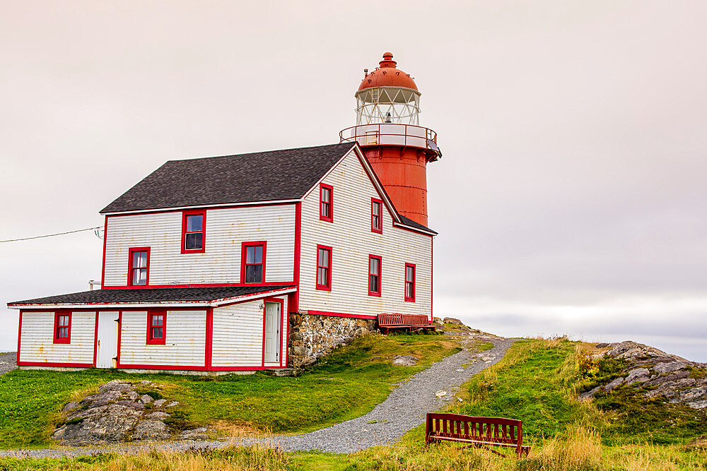 Red Ferryland Head Lighthouse, Ferryland, Newfoundland, Canada, North America