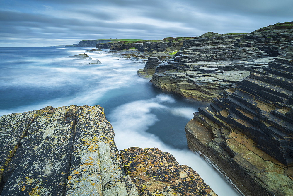 Dramatic coastal scenery on the north coast of Orkney, Scotland, United Kingdom, Europe