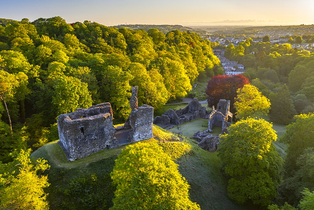 Spring morning at Okehampton Castle, Okehampton, Devon, England, United Kingdom, Europe