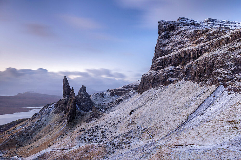 Old Man of Storr and the Storr mountain on the Isle of Skye, Inner Hebrides, Scotland, United Kingdom, Europe