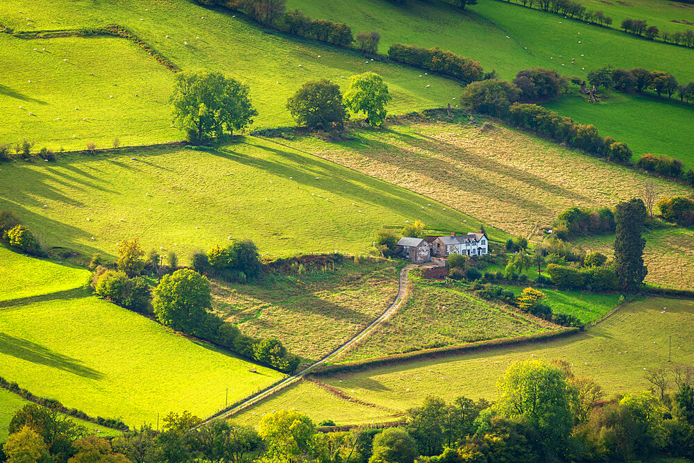 Isolated farmhouse in the Brecon Beacons National Park, Powys, Wales, United Kingdom, Europe