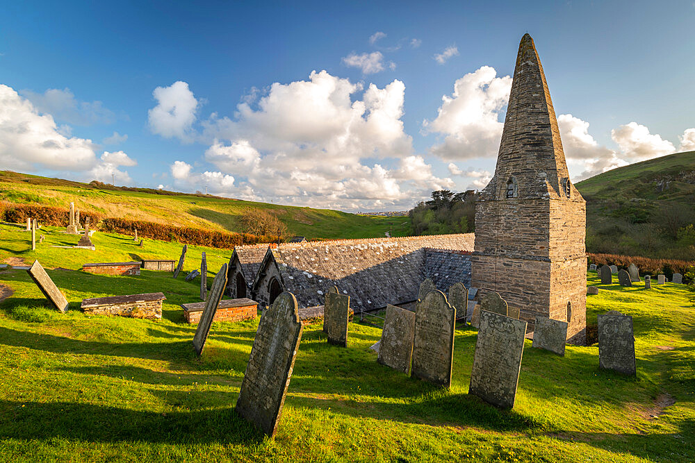 St. Enodoc Church near the entrance to the Camel Estuary in spring, Trebetherick, Cornwall, England, United Kingdom, Europe