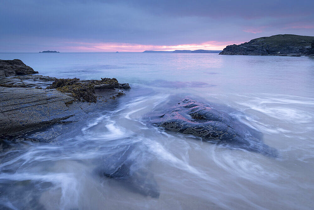 Sunrise over Mother Ivey's Bay on the North Cornish coast, Cornwall, England, United Kingdom, Europe