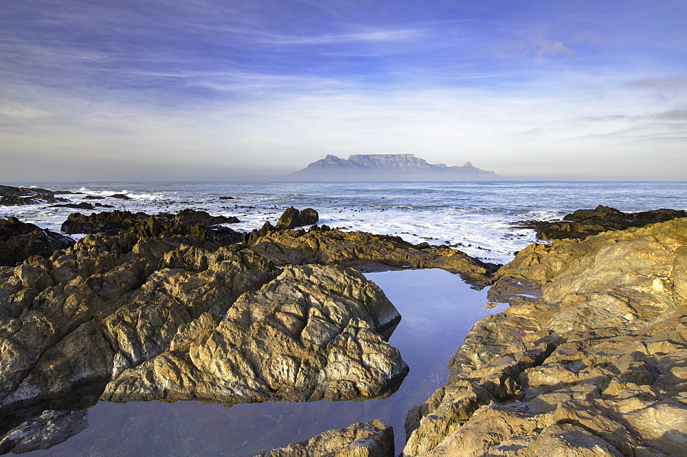 View of Table Mountain from Bloubergstrand, Cape Town, Western Cape, South Africa, Africa