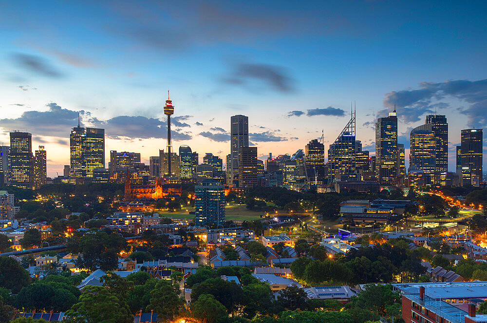 View of skyline at sunset, Sydney, New South Wales, Australia, Pacific