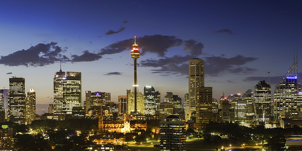 View of skyline at sunset, Sydney, New South Wales, Australia, Pacific