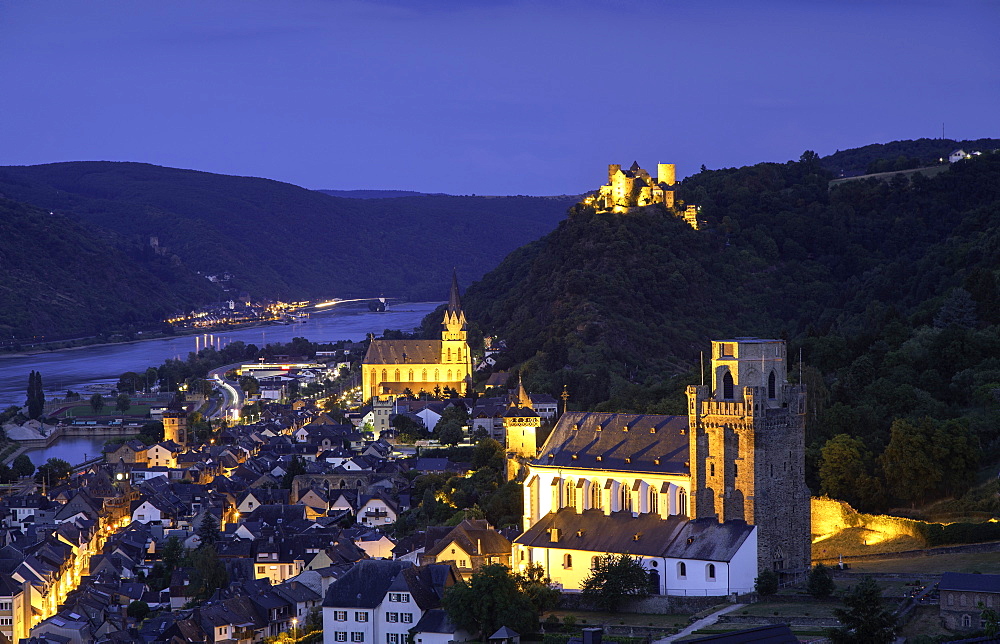 Oberwesel at dusk, Rhineland-Palatinate, Germany, Europe