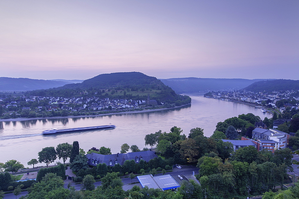 River Rhine at dawn, Boppard, Rhineland-Palatinate, Germany, Europe