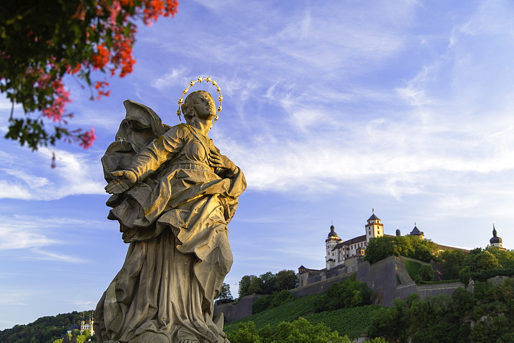 Statue on Old Main Bridge, Wurzburg, Bavaria, Germany, Europe