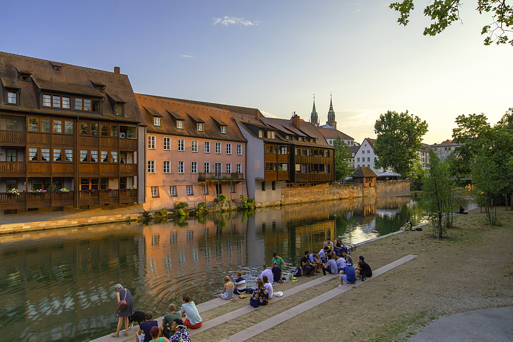 Housing along River Pegnitz, Nuremberg, Bavaria, Germany, Europe