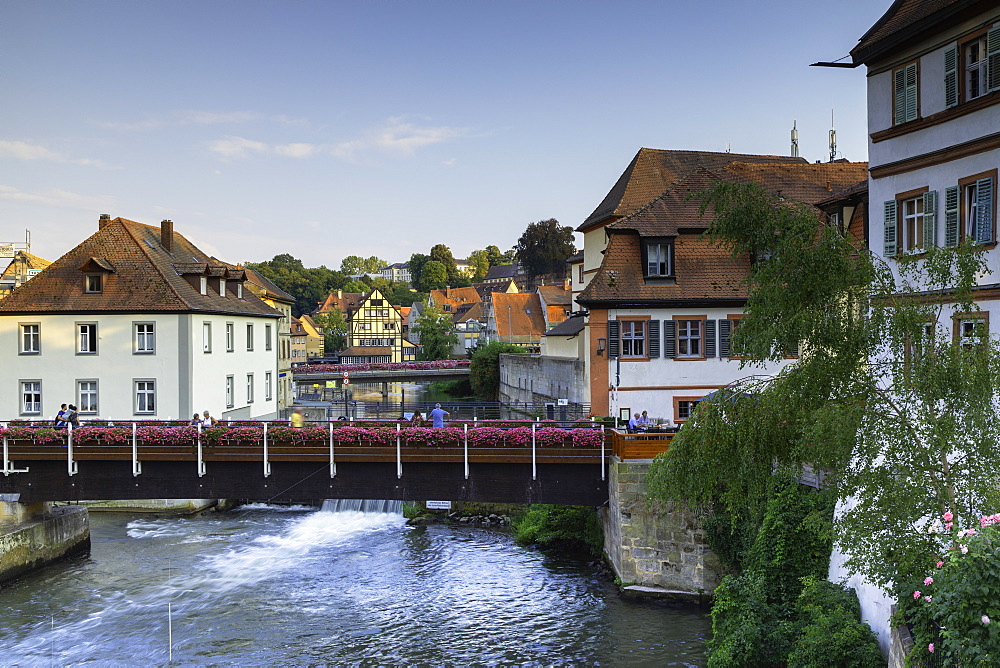 Buildings along River Regnitz, Bamberg, UNESCO World Heritage Site, Bavaria, Germany, Europe