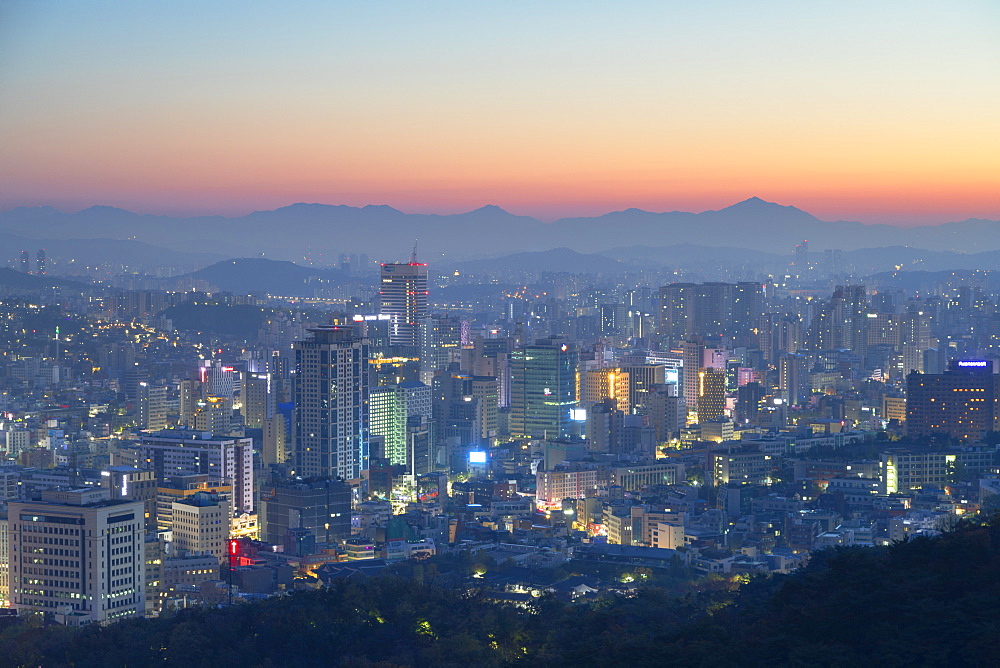 View of Seoul at dawn, Seoul, South Korea, Asia