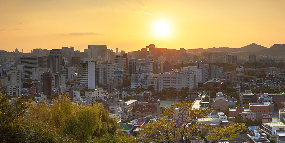 View of Seoul at sunset, Seoul, South Korea, Asia