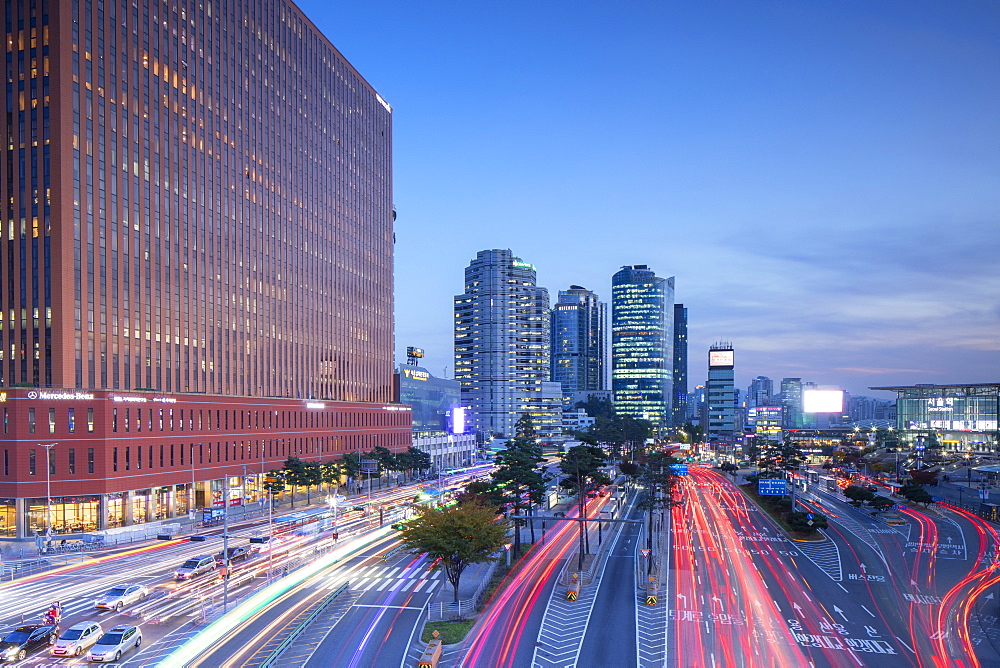 Traffic and skyscrapers near Seoul Station, Seoul, South Korea, Asia