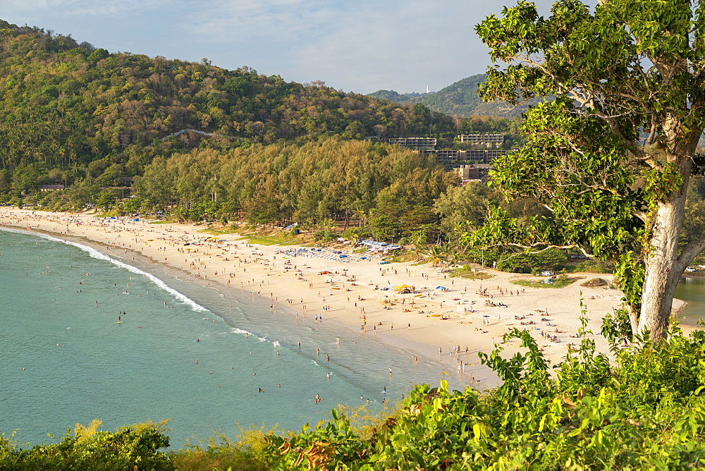 Elevated view of Hai Nan Beach, Phuket, Thailand, Southeast Asia, Asia