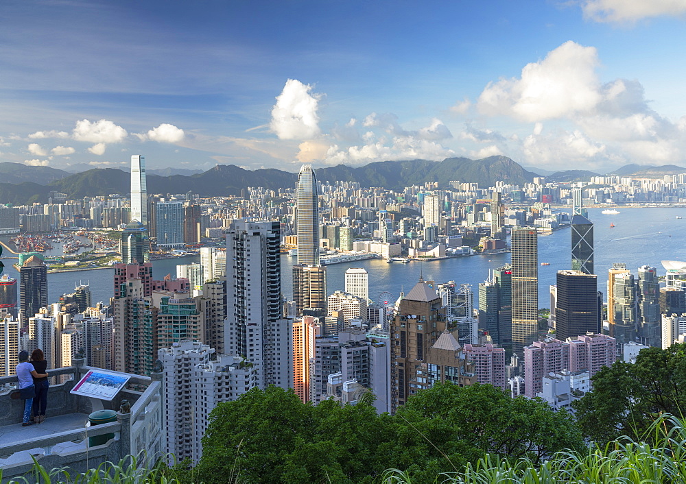 Man at Lion Pavilion on Victoria Peak, Hong Kong, China, Asia