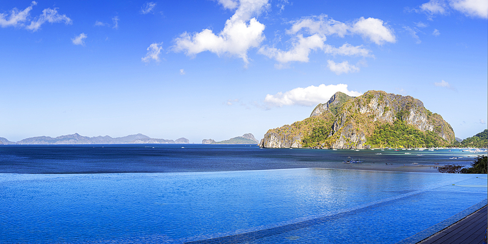 Infinity pool at Lime Resort, El Nido, Bacuit Bay, Palawan, Philippines, Southeast Asia, Asia