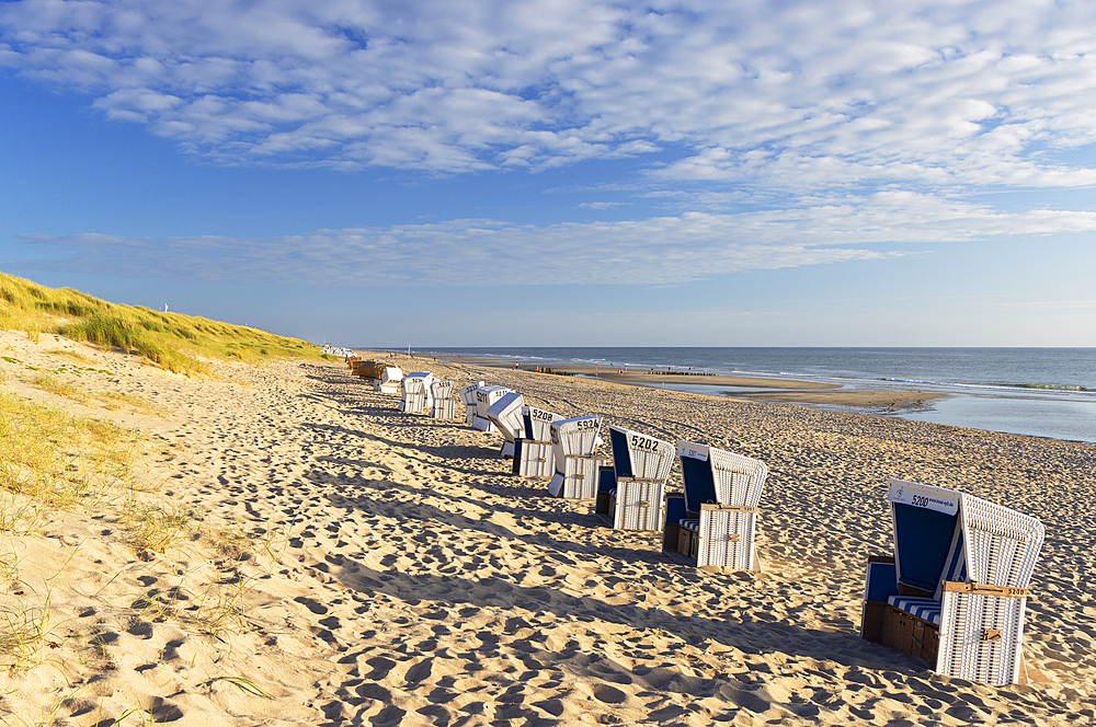 Deckchairs on Rantum beach, Sylt, Schleswig Holstein, Germany, Europe