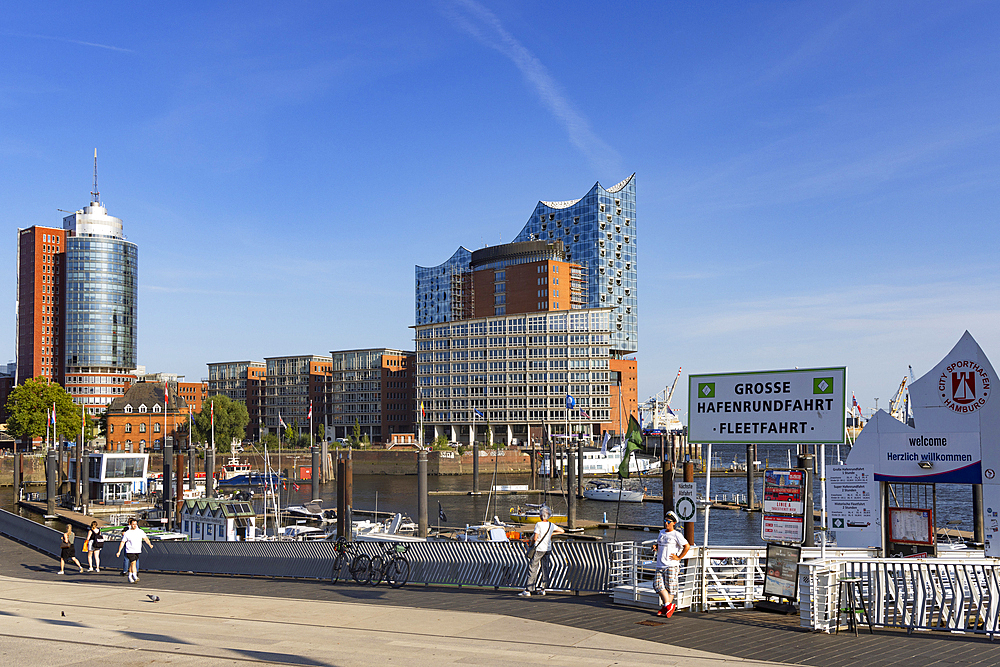 Elbphilharmonie and Jan Fedder promenade, Hamburg, Germany, Europe