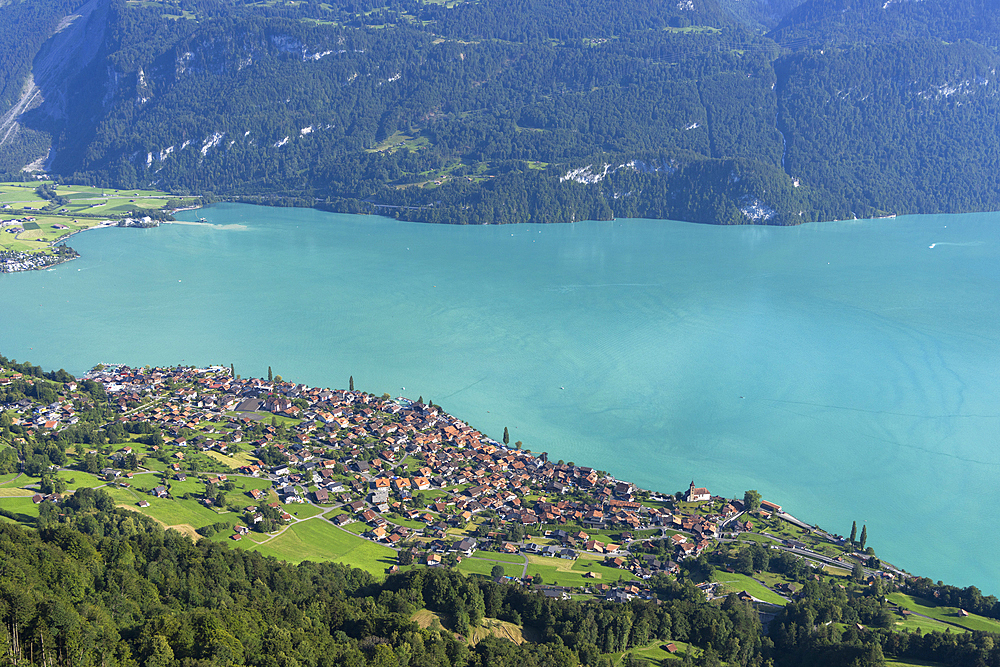 Aerial view of Lake Brienz, Brienz, Bernese Oberland, Switzerland