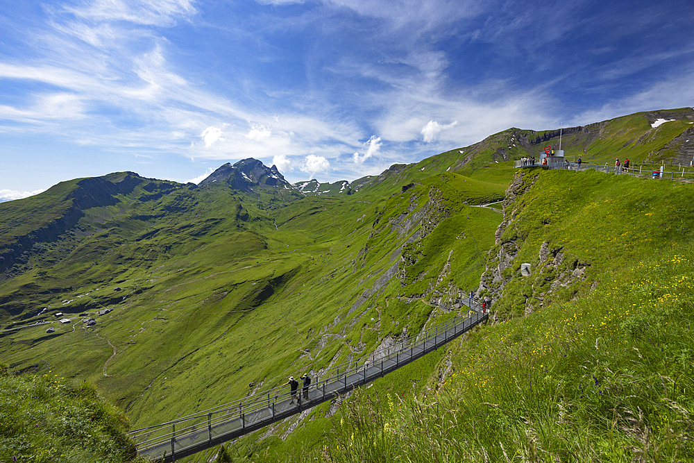 People on First Cliff Walk, First, Jungfrau Region, Bernese Oberland, Switzerland