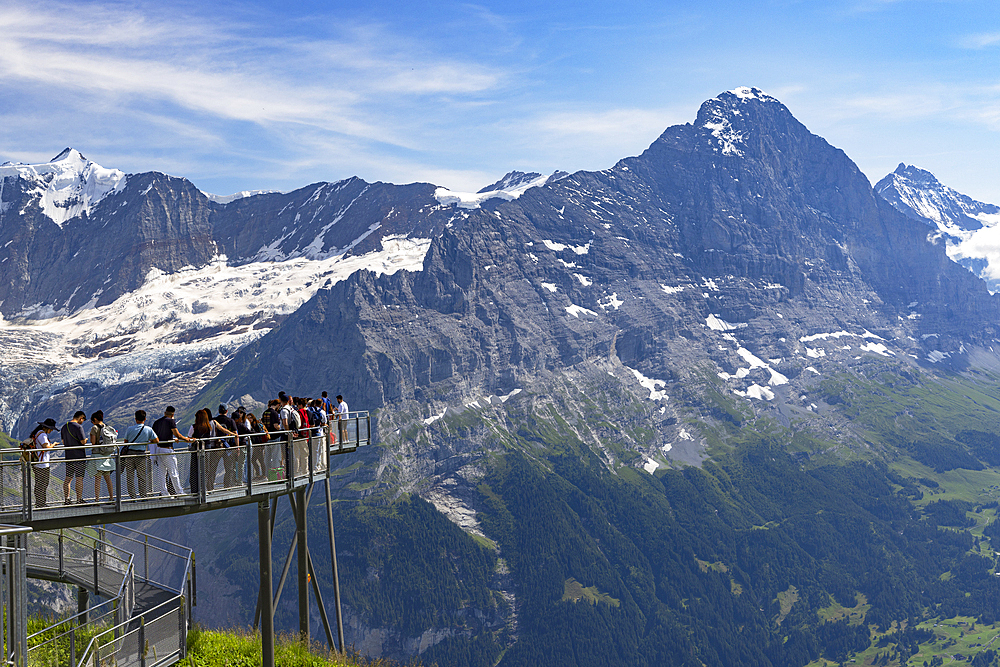 People on First Cliff Walk, First, Jungfrau Region, Bernese Oberland, Switzerland