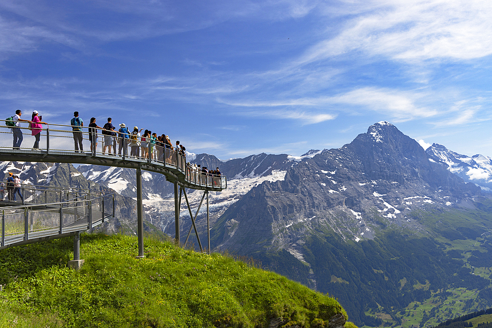 People on First Cliff Walk, First, Jungfrau Region, Bernese Oberland, Switzerland