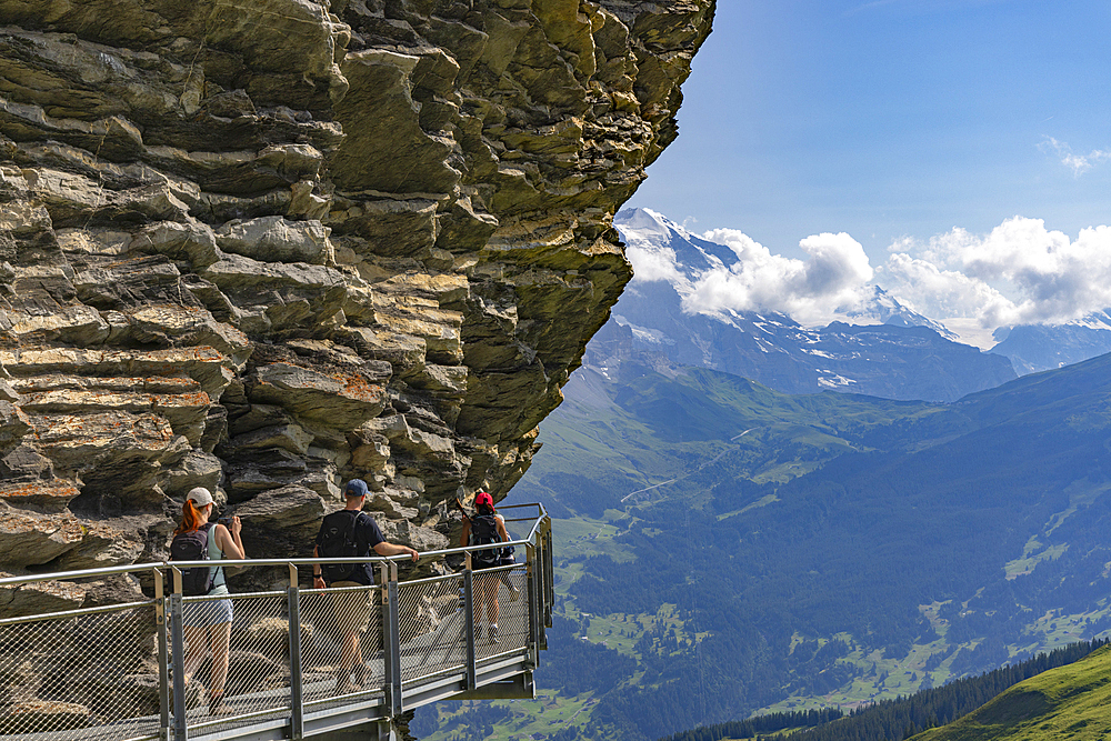 People on First Cliff Walk, First, Jungfrau Region, Bernese Oberland, Switzerland