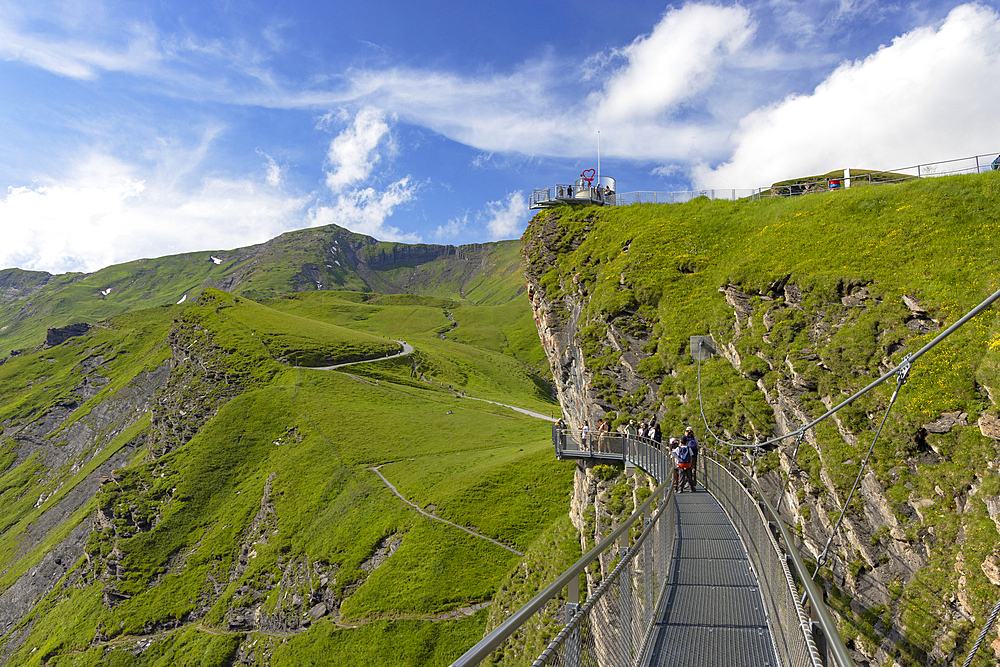 People on First Cliff Walk, First, Jungfrau Region, Bernese Oberland, Switzerland