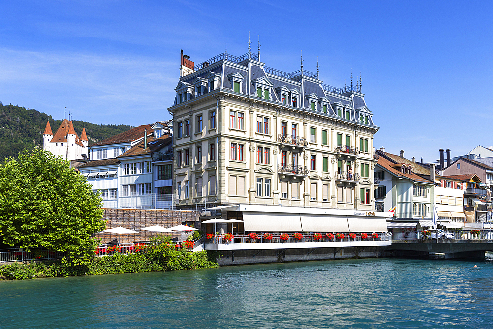 Hotel on Aare River, Thun, Canton of Bern, Switzerland