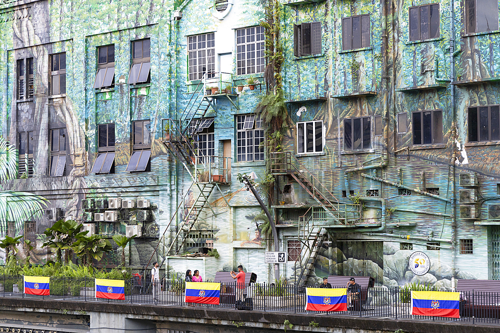 Mural on building along River of Life, Kuala Lumpur, Selangor, Malaysia