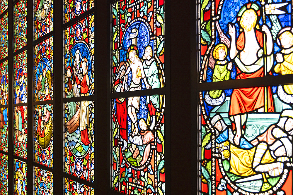 Stained glass windows in House of Western Art, Otaru, Hokkaido, Japan