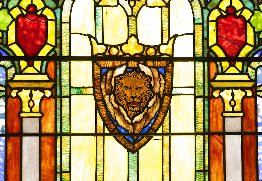 Stained glass window in Nitori Museum of Art, Otaru, Hokkaido, Japan